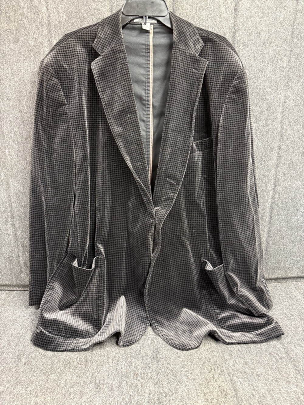 Johnston & Murphy Charcoal Black Check Velvet Sport Coat